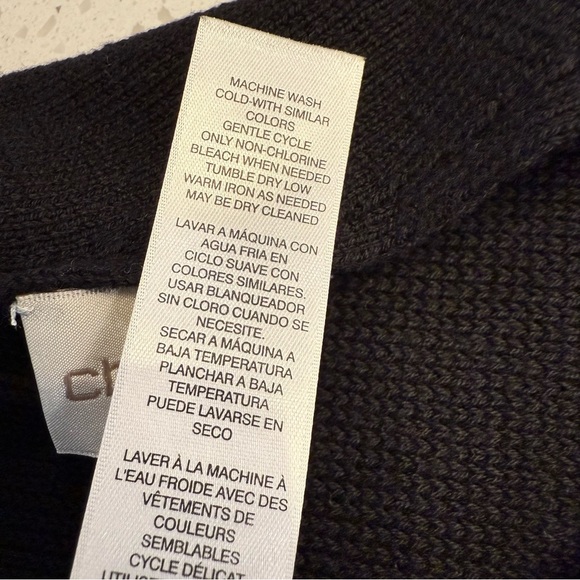 Chico’s Melissa Fringe Poncho Sweater One Size Faux Leather Fringe - Picture 11 of 12